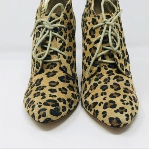 Matt Bernson Special project womans Cheetah Ankle Heeled Boot Lace up 8 BoxK - Picture 5 of 10